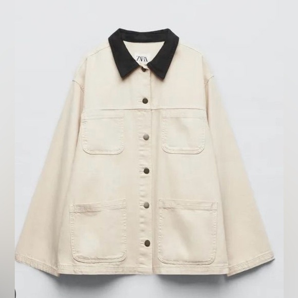 Zara Jackets & Blazers - Zara COLLECTION CONTRAST-COLLAR OVERSHIRT